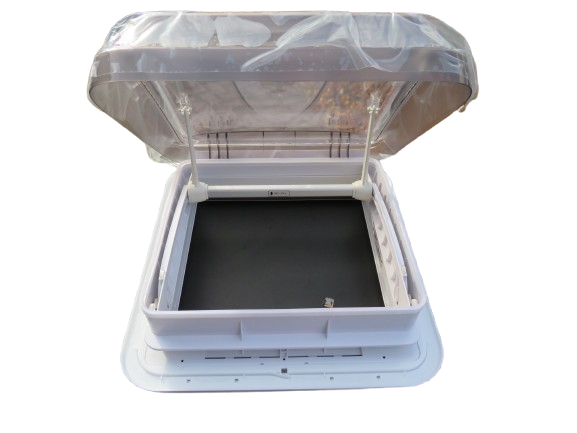 Dachhaube 40x40 cm mit Moskitonetz & Verdunkelungsrollo – Transparent